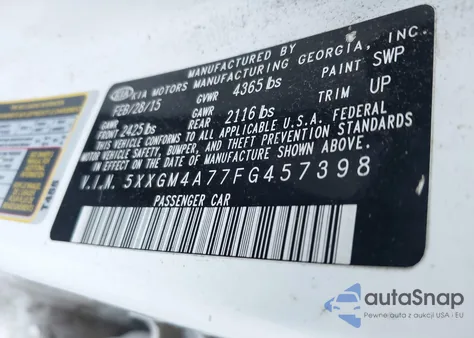 2015 Kia Optima Lx z USA, uszkodzony, nr VIN 5XXGM4A77FG457398